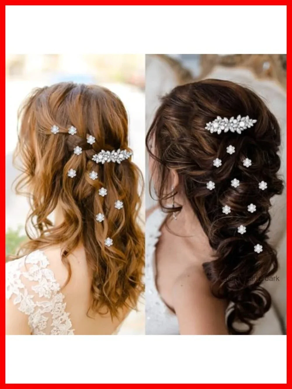 12 Rhinestone Pearl Hair Clips Set - Bride Bridesmaid Prom Alligator Clips